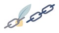 Feather Pen Chain Icon for Linked Knowledge & Writing, vector design Generative AI Royalty Free Stock Photo