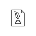 Feather pen file outline icon Royalty Free Stock Photo