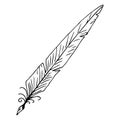 Feather pen hand drawn. Vector ink pen. Feather pen icon Royalty Free Stock Photo
