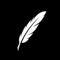 Feather Pen With Ink Vector Icon Logo Element Illustration Isolated On Black Background