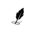Feather pen with ink vector icon logo element illustration isolated on white background Royalty Free Stock Photo