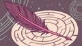Feather Pen on a Labyrinth Target, Creative Writing, vector design Generative AI Royalty Free Stock Photo