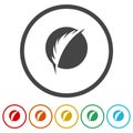 Feather pen logo. Set icons in color circle buttons Royalty Free Stock Photo