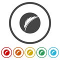 Feather pen logo. Set icons in color circle buttons Royalty Free Stock Photo
