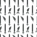 Pen and feather, writing tools seamless pattern, copywriting symbols