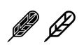 Feather quill pen linear icon vector, black and white version Royalty Free Stock Photo