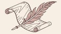 Feather Quill and Rolled Parchment Scroll, vector design Generative AI Royalty Free Stock Photo