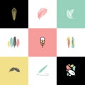 Feather. Set of logo design vector logo templates and icons