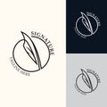 Feather and signature logo design minimalist business symbol sign template illustration Royalty Free Stock Photo