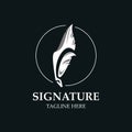 Feather and signature logo design minimalist business symbol sign template illustration Royalty Free Stock Photo