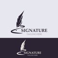 Feather and signature logo design minimalist business symbol sign template illustration Royalty Free Stock Photo