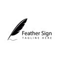 feather signature logo template design vector isolated background