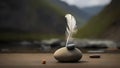 feather on the stone, A feather and a stone equally balance, Royalty Free Stock Photo