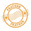 FEATHER, text written on orange postal stamp Royalty Free Stock Photo