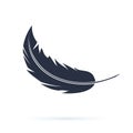 Feather Vector Silhouette Icon or Logo. Abstract black carnival fluff flying. Soft or smooth concept with a quill Royalty Free Stock Photo