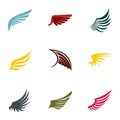 Feather wings icons set, flat style Royalty Free Stock Photo