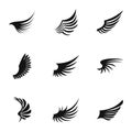 Feather wings icons set, simple style Royalty Free Stock Photo