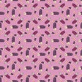 Feather wreath repeat seamless pattern in pink and purple