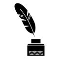 Feather with writing ink - literature icon, vector illustration, black sign on isolated Royalty Free Stock Photo