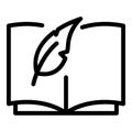 Feather wrote in diary icon, outline style Royalty Free Stock Photo