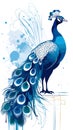 Peacock drawing cartoon artwork vector ai generated