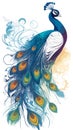 Peacock drawing cartoon artwork vector ai generated