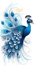 Peacock drawing cartoon artwork vector ai generated