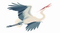 A feathered crane and a heron fly, and a wild egret flies with spread wings. Liberty concept. Flat graphic modern