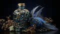 Feathered elegance, old fashioned beauty, dark ink well, luxurious celebration generated by AI