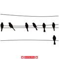 Feathered Fantasy Whimsical Birds on Wire Silhouettes