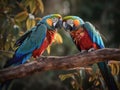 Feathered Friends: Parrots Perched in Harmonious Unity