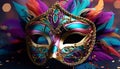 Feathered mask brings elegance to Mardi Gras parade generated by AI