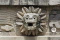 Feathered Serpent stone head in the Temple of Quetzalcoatl in Teotihuacan, Mexico Royalty Free Stock Photo