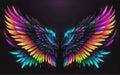 feathered wings, masterpiece, best quality, black background