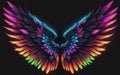 feathered wings, masterpiece, best quality, black background
