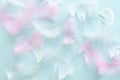 Feathers abstract background. Background for design with soft colorfull feathers pattern. Soft fluffy feathers on Royalty Free Stock Photo