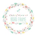 Feathers and arrows. Vintage wreath border in boho style. Royalty Free Stock Photo