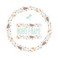 Feathers and arrows. Vintage wreath border in boho style. Watercolor vector Royalty Free Stock Photo