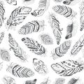 Feathers Boho Seamless Pattern.