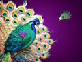 Feathers in Full Display: Colorful Peacock Wallpaper and Mural Background. Royalty Free Stock Photo