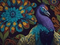 Feathers in Full Display: Colorful Peacock Wallpaper and Mural Background. Royalty Free Stock Photo