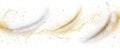 Feathers in a golden line style set against an abstract white art background can be utilized in the design of wallpapers Royalty Free Stock Photo