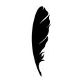 Feathers pen black icon silhouette. Logo goose lightweight feather contour. Vector illustration Royalty Free Stock Photo