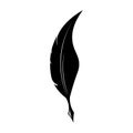 Feathers pen black icon silhouette. Logo goose lightweight feather contour. Vector illustration Royalty Free Stock Photo