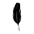 Feathers pen black icon silhouette. Logo goose lightweight feather contour. Vector illustration Royalty Free Stock Photo