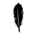 Feathers pen black icon silhouette. Logo goose lightweight feather contour. Vector illustration Royalty Free Stock Photo