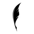 Feathers pen black icon silhouette. Logo goose lightweight feather contour. Vector illustration Royalty Free Stock Photo