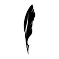 Feathers pen black icon silhouette. Logo goose lightweight feather contour. Vector illustration Royalty Free Stock Photo