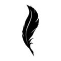 Feathers pen black icon silhouette. Logo goose lightweight feather contour. Vector illustration Royalty Free Stock Photo