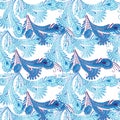 Feathers seamless pattern in oriental style in pastel colors. De Royalty Free Stock Photo